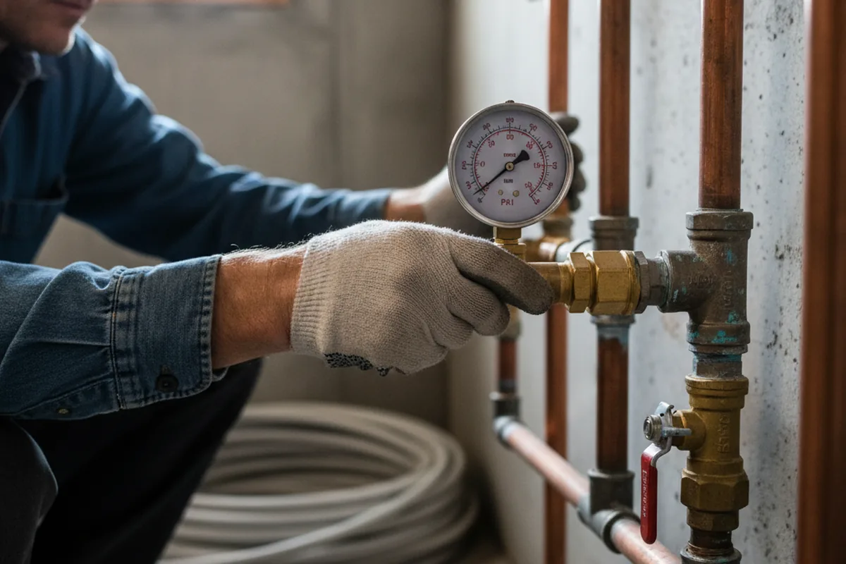 Pressure testing a repaired line during Water Line Repair in Badger